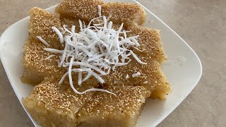 របៀបធ្វេីបាយទ្រាប/Sticky Rice with Palm Sugar/Khmer Dessert