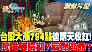 台股大漲794點連兩天收紅！ 脫離危險期? 反彈逃命？｜金臨天下 20240807