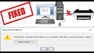 Windows cannot print due to a problem with the current printer setup