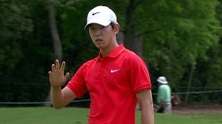 Seung-Yul Noh sinks an 18-foot putt for birdie at Zurich