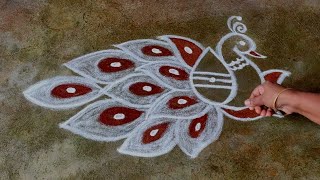 Thaipusam kolam | Thaipusam special peacock rangoli design | Vani rangolis