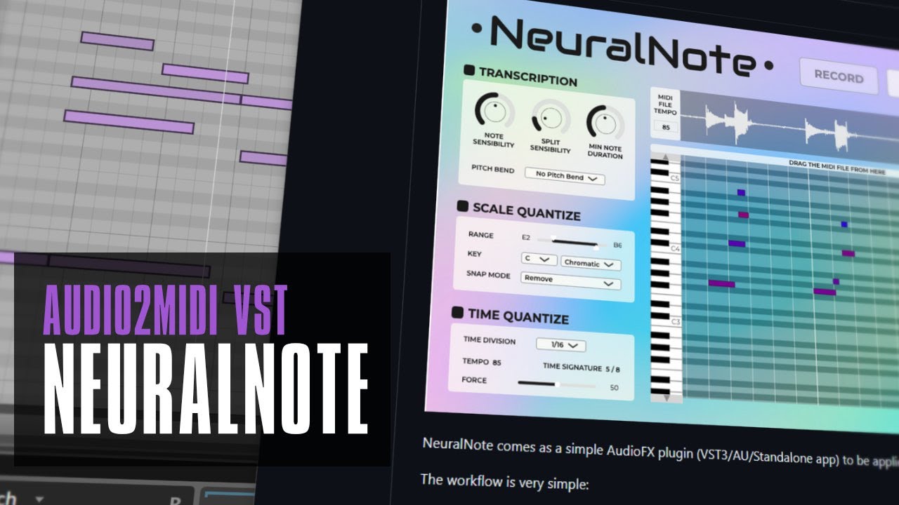 Audio To Midi In Any Daw Neural Note A Free Vst Plugin Youtube