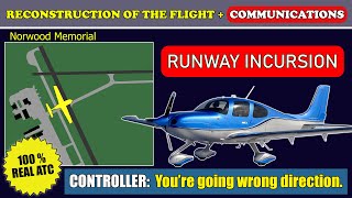 RUNWAY INCURSION. Pilot deviated from instructions | Cirrus SR-22 | Norwood Airport, Real ATC