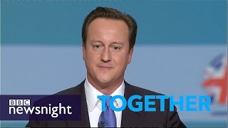 10 years of Cameron conference perorations - Newsnight