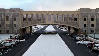 Drone Flyover of the Icy Blacksburg Campus