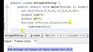Write a Java program to calculate the average value of array elements.