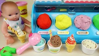 Baby Doll Ice cream shop and Play Doh ice cream toys play