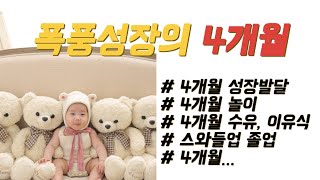 4개월=폭풍성장! 키우면서 궁금해서 찾아봤던 내용들 다 모은 정리 최종본. 이 중 하나쯤은 궁금한 내용 있겠지요(인지, 신체, 사회성, 수유, 이유식, 스와들업졸업, 놀이 등등)