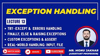 Lecture: 13 Exception Handling in Python | Complete Python Course