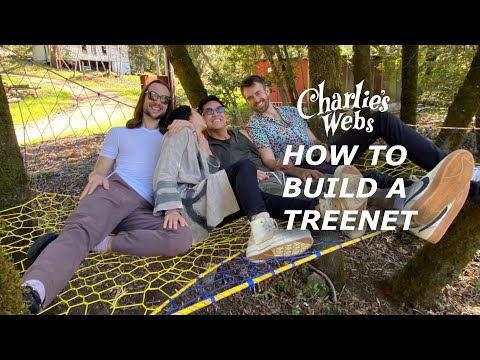 How to build a simple treenet. #treenet #spacenet #web #treehouse #hammock #paracord #rope #net #weaving