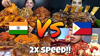 2x Speed!!🔥ASMR INDIA vs PHILIPPINE MUKBANG EATING 🇮🇳🆚🇵🇭 Fast Motion FOOD EATING Compilations