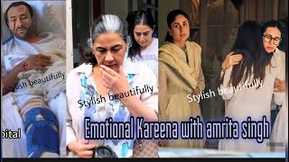 Sara Ali Khan ibrahim amrita singh hugging meeting crying kareena kapoor saif ali khan in hospital