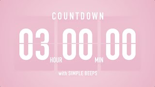 3 Hours Countdown Flip Clock Timer / Simple Beeps 🌸🔔