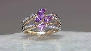 Multi-Cut Purple Sapphire \u0026 Diamond Ring 14K Gold 0.75 cttw on QVC