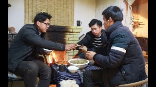 【野居青年】大铁锅炖羊肉，吃肉贴膘， 抵御严寒