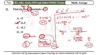 OSSSC RI ARI Amin SFS  LI Mathematics || Average || Day-19