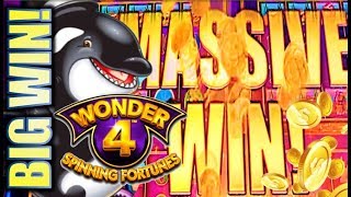 ★"MASSIVE" BIG WIN!★ SUPER FREE GAMES! | WONDER 4 SPINNING FORTUNES WHALES OF CASH Slot Machine