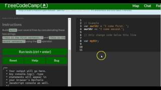Concatenating Strings with the Plus Equals Operator, freeCodeCamp Basic Javascript
