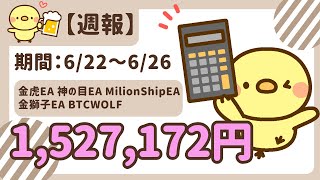 週報｜金虎EA　神の目EA　ミリオンシップEA　金獅子EA　BTC WOLF　ビットコイン　FX自動売買　安定型　爆益型　無料EA　完全放置　不労所得　分散投資　EA太郎　ドル円霊夢　Mr.ふらっと