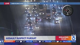 Extended Video: Woman fleeing police rams into cars on the 405 Freeway