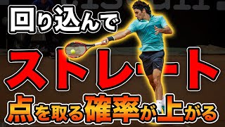 【使えば得点力アップ】分かっているけど難しいのが回り込みストレート！点を取るための方法は、縦のスイングを使うことです。