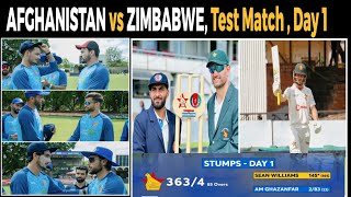 Allah Ghazanfar, Sediqullah Atal, Azmat Ullah Omarzai making test debut | Afg vs zim Test Day 1