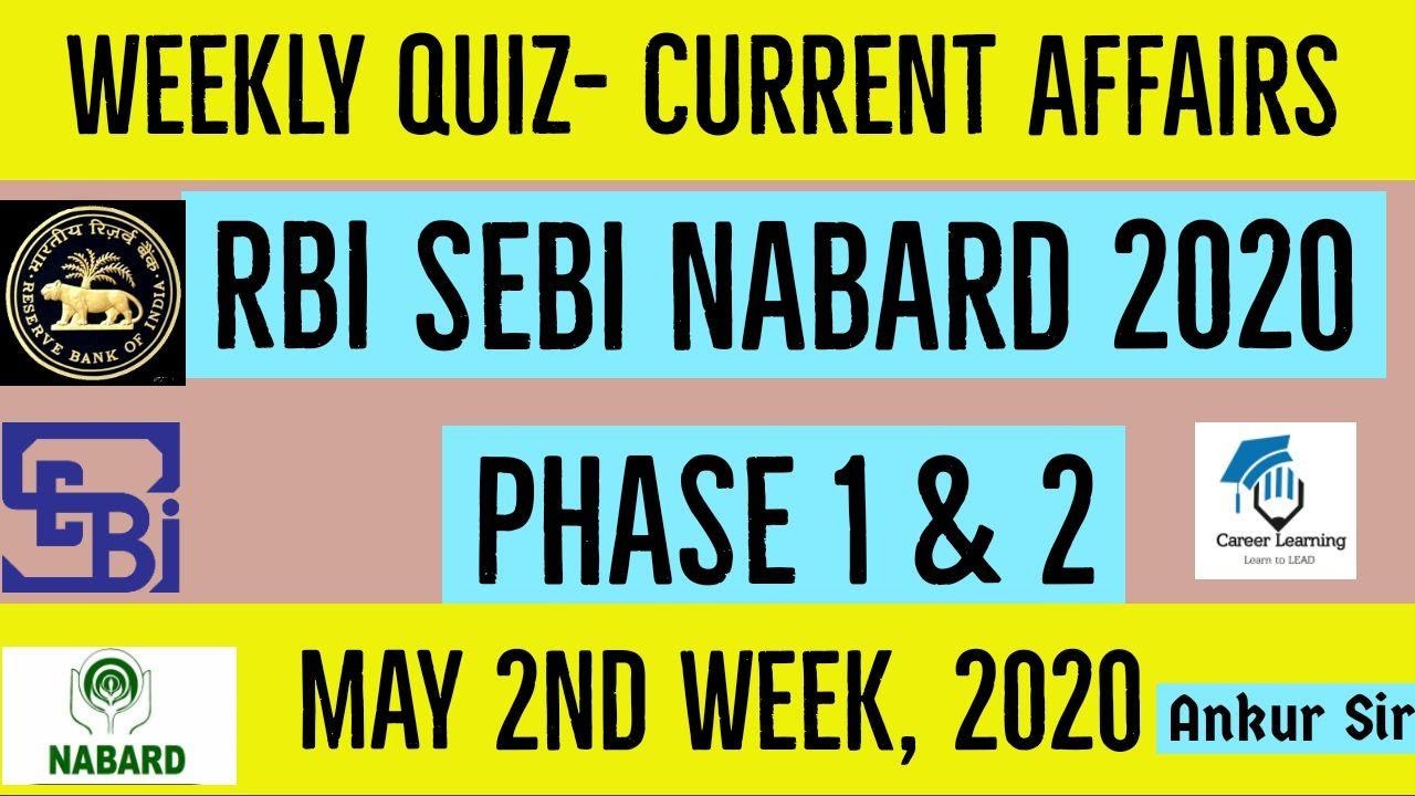 RBI Grade B | Weekly Quiz | Current Affairs 2020 | May 2nd Week | GA ...