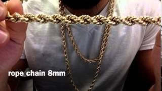 10K Solid Gold 8mm rope chain | Torsade en or 10K 8mm Chaine Pour Homme