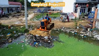 Completed Project 100% with Bulldozer D21A & Truck 5T pushing stone and trash to remove flooded land