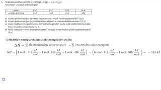 YO-tehtävä 5 syksy 2014 ENTALPIAMUUTOKSET SIDOSENERGIOILLA JA MUODOSTUMISLÄMMÖILLÄ
