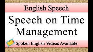 Speech on time management in english | time management speech in english