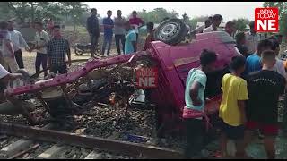 Assam: Train collides with a vehicle at illegal open railway line in Sarupathar