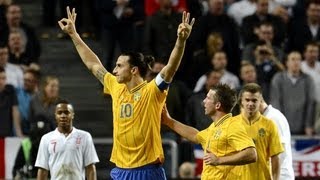 Zlatan Ibrahimovic completes hat-trick with free kick for Sweden v England!