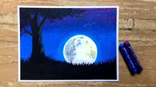 images Night Scenery Easy Oil Pastel Drawing For Beginners videos