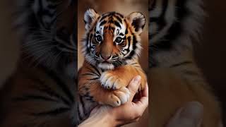 Baby Tiger Held in a Hand | Hyper-Realistic Artwork That Will Melt Your Heart! #shorts #tiger