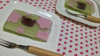 《お菓子作り》リラックマとお花の抹茶寒天＆ゼリー  Rilakkma Jelly