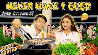 Never Have I Ever - Juicy Questions Edition || Korean Mukbang 🤤 || Abishek Gurung ft. @Thisissharmy