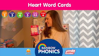 Rainbow Phonics Heart Word Cards