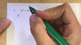 Algebra 2 Unit 4 Factoring - Box Method