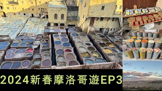 【豬蛙●遊】2024新春摩洛哥遊EP3 ｜ 摩洛哥 非斯 全北非最大麥地那市集 阿布伊南穆斯林學院 皮革染廠 日落 跟團