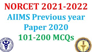 AIIMS NORCET 200  MCQs Previous year  Question Paper | for NORCET 2021-2022|| AIIMS Nursing officer