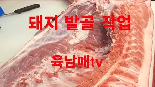 돼지한마리손질 돼지발골작업