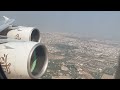 emirates a380 pushback and takeoff dubai dxb dual engine view