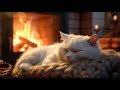 Blissful Rest: Home MeowMeow Peaceful Cat Nap and Fireplace Ambiance 🔥