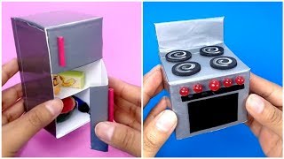 DIY Refrigerador, Estufa y fregadero en Miniatura | Como hacer cosas de Cocina en miniatura