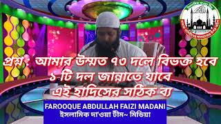 প্রশ্ন : আমার উম্মত ৭৩ দলে বিভক্ত হবে ১ টি দল জান্নাতে যাবে এই হাদিসের সঠিক ব্যাখ্যা জানতে চাই।(১)