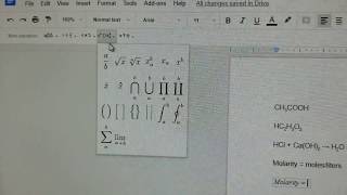 How to type subscripts and equations in google docs