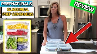 Prep Naturals Glass Meal Prep Containers 5 Pack, 30 Ounce   Glass Food Storage Containers with Lids