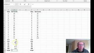 Using Excel to find the Quartiles and Interquartile Range