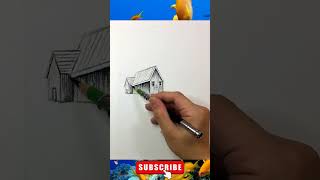 House in a peaceful place drawing #landscape #art #naturedrawing #shortsvideo #easy